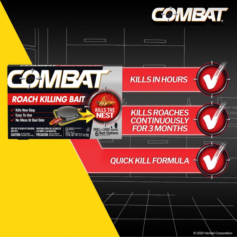 Combat Roach Killing Bait Stations for Small and Large Roaches, 6 Count (Pack of 1) - Image 2